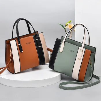 Женская сумка в иностранном стиле контрастного цвета, новинка 2023, Большая вместительная сумка для матери, сумка через плечо на одно плечо