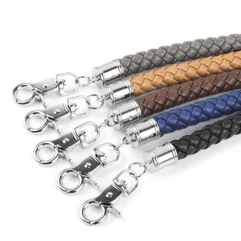 Плетеные веревочные ручки из искусственной кожи 45 см, ремень для сумки через плечо, серебристый металлический крючок, пряжка, ручка для сумки, съемный сменный ремень для сумки