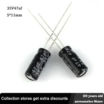 20 штук 35 В 47 мкФ 5*11 мм алюминиевый электролитный конденсатор с низким esr 20% Электрические конденсаторы