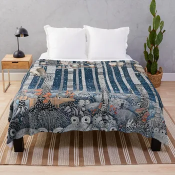 Одеяло в виде совы в лесу, одеяло в стиле каваи, двойное одеяло на лето, твидовое одеяло