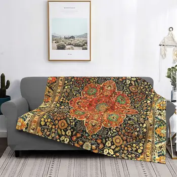 Старинное персидское одеяло с рисунком Мохташем Кашан в стиле Бохо, Фланелевое Осенне-зимнее Портативное ультра Теплое Одеяло для дома, автомобильный ковер