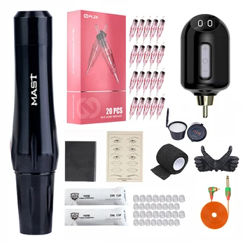 Mast P30 Noir Wireless Battery Power Tattoo Pen Kit RCA Штекер Для Перманентного Макияжа С 20шт Иглами Для Картриджей WJX PMU 1RL