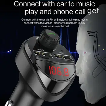 Двойное автомобильное зарядное устройство Usb, fm-передатчик, Bluetooth, Автомобильный аудио комплект, Автомобильный MP3-плеер, зарядное устройство для телефона 3.4a Tf X9y6