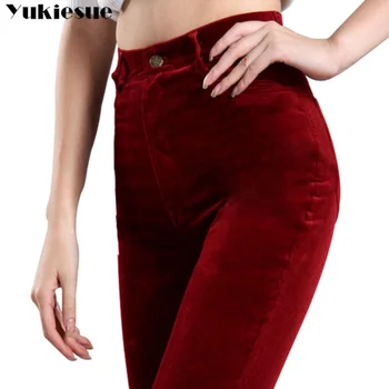 Лидер продаж, осенне-зимние женские брюки, модные удобные брюки, увеличивающие размер 27-34, вельветовые брюки с эластичной резинкой на талии A467