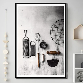 Классическая кухонная утварь в скандинавском стиле, Картина на холсте, Плакат и принты, Современная настенная живопись, Картина для кухни, Домашний декор