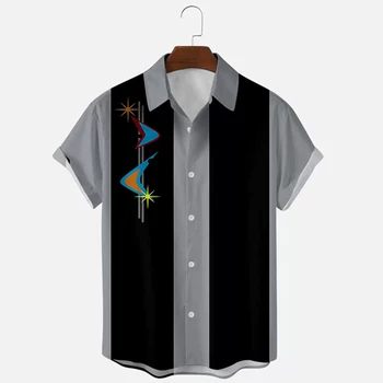Мужская одежда, повседневная рубашка с отворотом большого размера, мужские топы с коротким рукавом, модная футболка с 3D цифровым принтом.
