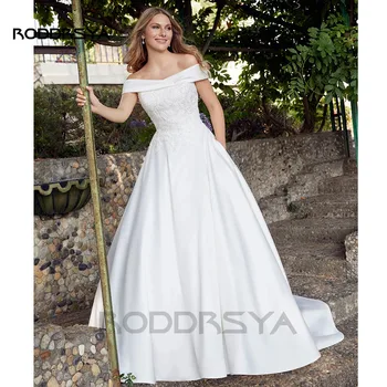 RODDRSYA Простые Свадебные платья для женщин 2023 С открытыми плечами, Robe De Mariée, Аппликации на пуговицах, Vestidos De Novia На заказ