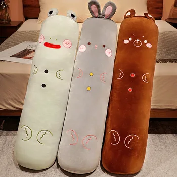 Кавайная длинная подушка с плюшевым мишкой-кроликом, мягкие игрушки для животных, подушка для маленьких девочек, подарки на день рождения