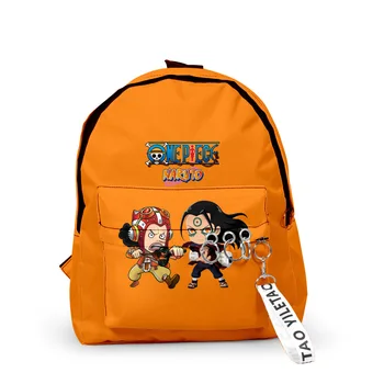 Модный рюкзак Bandai One Piece с цветной печатью, цельный 3D-рюкзак для мальчиков и девочек, рюкзак с молнией на плечах