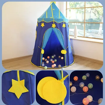 Детская палатка для ролевых игр, игрушки для помещений, украшение в виде звезд и Луны, игровой домик, детское пространство, Детский домашний парк развлечений