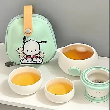 Новый Стиль Sanrio Аниме Фигурка Kawaii Pochacco Чайный Сервиз Kuromi Чайник Портативный Мини Чай На Открытом Воздухе Милая Мультяшная Кукла Высокого Класса Подарок