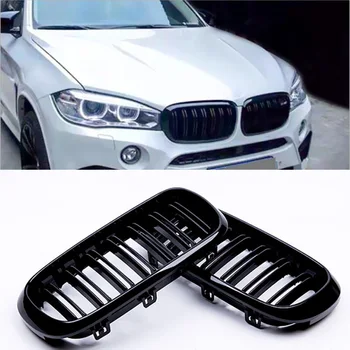 Глянцевая Черная Двойная Решетка Радиатора Решетки Переднего Бампера Автомобиля Гоночная Решетка Для BMW X5 X6 F15 F16 2014-2018 ABS Автоаксессуары