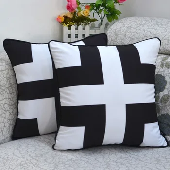 Домашняя декоративная ретро Классическая черно-белая наволочка с перекрестным принтом, 45*45 см